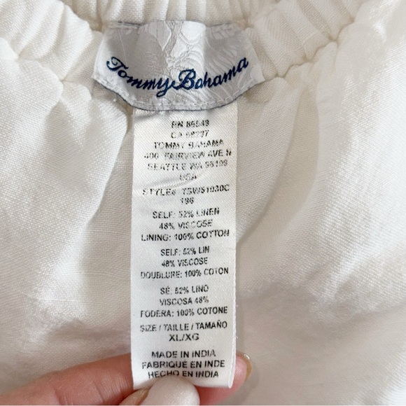 Tommy Bahama St. Lucia Off Shoulder Dress Linen White Sz XL Beachy Coastal - Picture 13 of 16
